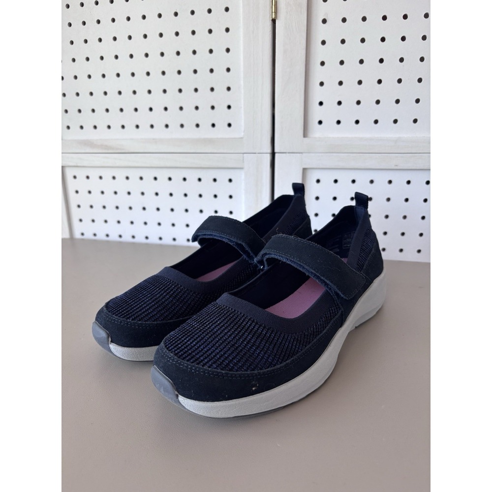 Lands End Mary Jane Sneakers Comfort Shoes Women's 9.5D Hook & Loop Navy